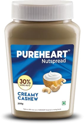 Pureheart Nut Spread Creamy Cashew - Nutty Spread for Breakfast, Delicious, Smooth & Creamy Snack (200 gm)