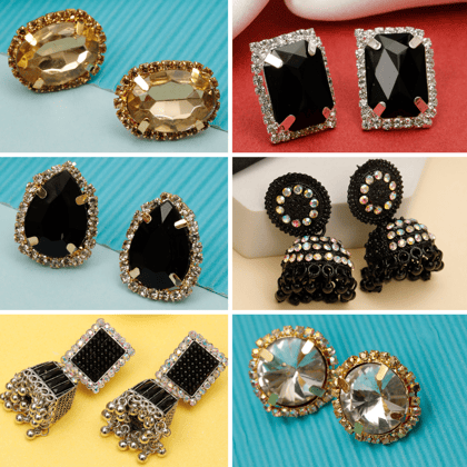 ROYAL & CLASSIC BLACK JHUMKIES COMBO OF 6 EARRING - LC 5118