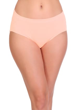 Sona Comfortable 1400 Cotton Plain Inner Elastic Hipster Plus Size Skin Panties-M / Skin