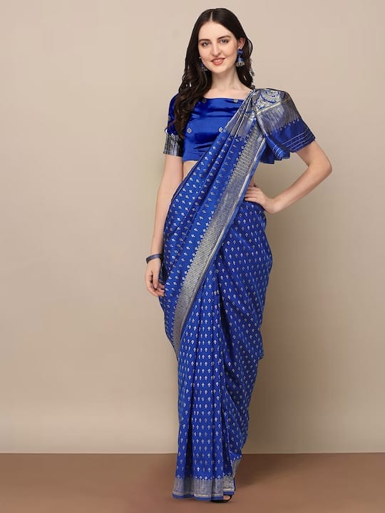Ethnic Motifs Woven Design Zari Saree