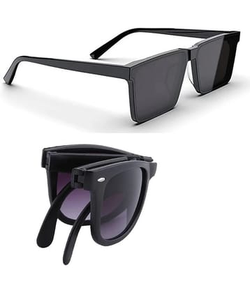 Elligator Black Rectangular Sunglasses ( Pack of 2 ) - Medium