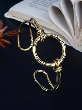 Gold-Plated Gold Bangle-Style Brass Slip-On Bracelet-Onesize / Gold