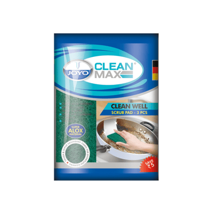 Joyo Plastics Clean Well Scrubber ( Green Pad) - (7.5 X 10 Cm) 3 Unit Pouch