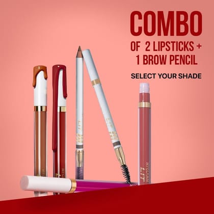 LIT Liquid Matte Lipstick Pack of 2 + Brow Definer Pencil