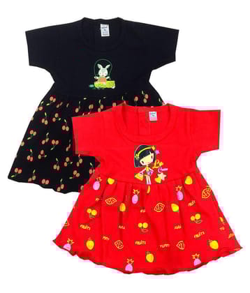 INFANT baby girls cotton half sleeve frock dress (Pack of 2) - None