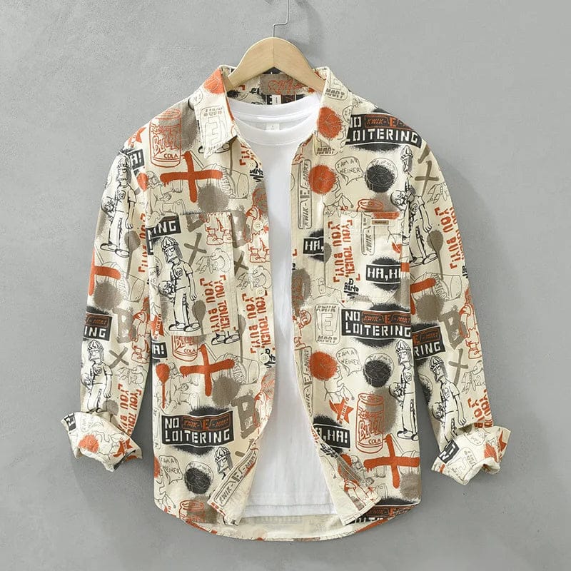 Vintage Vibes Printed Cotton Shirt-S