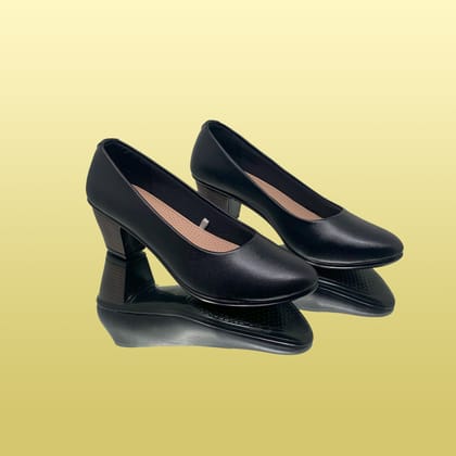 Classic Black Block Heel Pumps-Black / 38