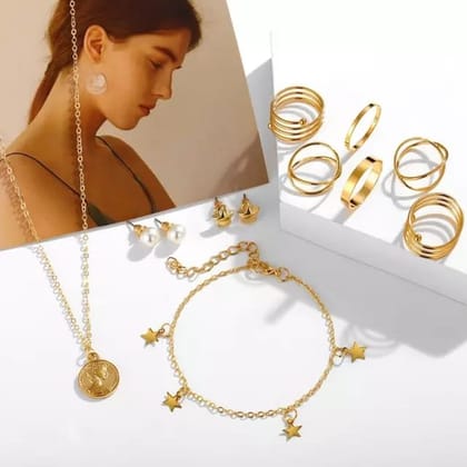 10 Pc Gold Plated Jewelry Combo Set