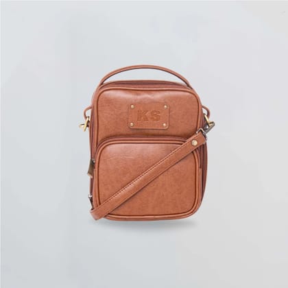 PERSONALISED TRAVEL CROSSBODY BAG - TAN-Tan