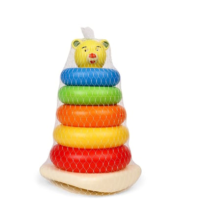 8017 Plastic Baby Kids Teddy Stacking Ring Jumbo Stack Up Educational Toy, 5 Pcs