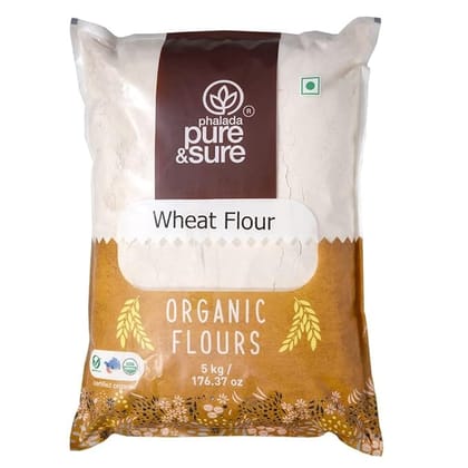 Pure & Sure Organic Whole Wheat Atta | Healthy Food | No Preservatives, No Trans Fats, High Protein Food | Organic Whole Wheat Flour, 5kg