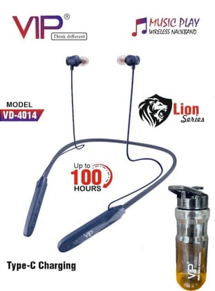 VIP VD-4014 LION SERIES NECKBAND Wireless Version-5.0, Music Time- Up To 36 Hrs,Standby Time-Over 100 Hrs, Charging Time-1-2 Hrs, Charging Type -Type C Charging, Charging Power-260mah, Trans