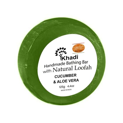 CUCUMBER & ALOE VERA LOOFAH SOAP  - 125G . (Set Of 6 Pcs)-125 G