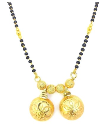 SONIl Gold Plated 18-inches Length chain golden vati Pendant black Beads Single Line short Mangalsutra for Women - Golden