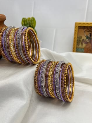 Lavender & Gold Bangle Set 5012-2.4 / Both Hands