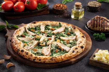 Naples- Grilled Chicken & Spinach Pizza With Truffle Oil __ 4 Slice
