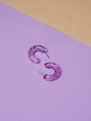 Purple Resin Hoop Earring