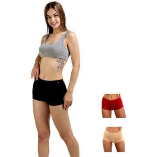 AshleyandAlvis Micro Modal, Anti Bacterial, Skinny Soft, Premium Boysleg Women Boy Short Black, Beige, Red Panty  (Pack Of 3)