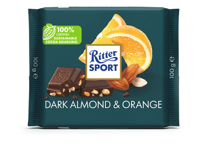 Ritter Sport Dark Almond and Orange, 100 gm