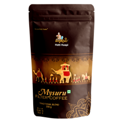 Hatti Kaapi Mysuru Filter Coffee Powder Made with 80% Coffee & 10% Chicory | Authentic Indian Filter Coffee, 200g