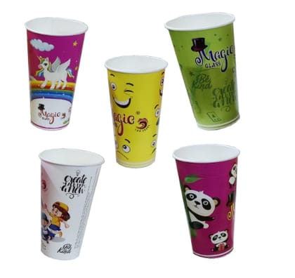 BITONA Magic Color Changing Paper Reusable Glasses, Convert Normal Water into Food Grade Colorful Water in Second Best for Holi (5 Counts)