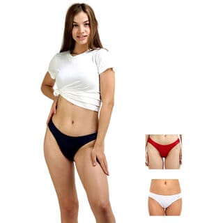 AshleyandAlvis Micro Modal, Anti Bacterial, Skinny Soft, Premium Bikini Women Bikini White, Dark Blue, Red Panty (Pack of 3)