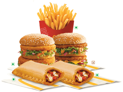 MaharajMac Veg/MaharajMac Chicken(Any Two)+1 Medium Fries+2  __ Veg Maharaja Mac,NO ADDON,Veg Maharaja Mac,Complimentary Ketchup
