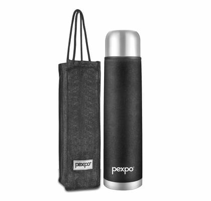 Pexpo Stainless Steel Hot and Cold Vacuum Insulated ISI Certified Flask, 500ml, Knight Black, Flamingo | Lightweight & Keeps Drinks Hot/Cold for 24+ Hours