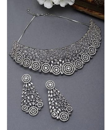 PUJVI Silver Alloy Necklace Set ( Pack of 1 ) - Silver