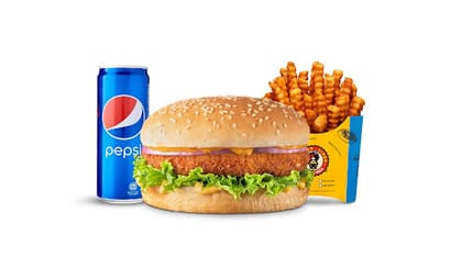 Potato Crunch Burger Combo __ Classic Salted Fries (Regular),Pepsi Can