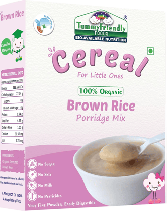 TummyFriendly Foods Certified 100% Organic Sprouted Brown Rice Porridge Mix, Organic Baby Food for 6+ Months, Excellent Weight Gain Baby Food, Made of Sprouted Whole Grain Brown Rice, 200 gm Cereal
