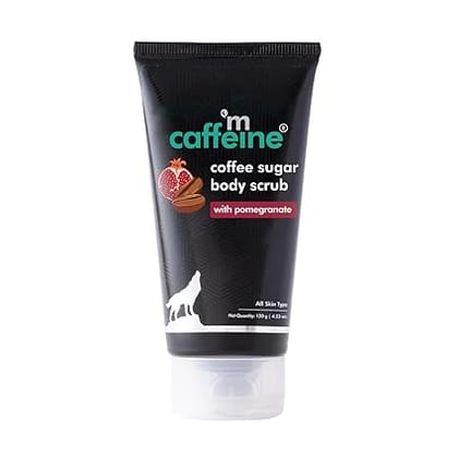 mCaffeine Sugar Body Scrub with Coffee & Pomegranate for Exfoliation & Tan Removal | 84% Removal of Dead Skin | Travel Friendly Product for All Skin Types & Gender | 120ml
