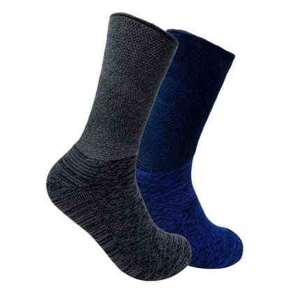 Diabetic-Socks For Unisex Men & Women Set of 2 - Navy Blue, Grey