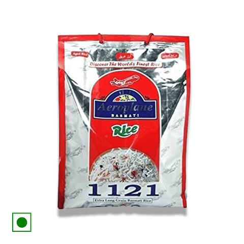 Aeroplane 1121 Steam Extra Long Grain Basmati Rice, 5 kg Pouch