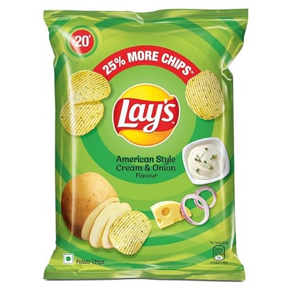 Lay's Potato Chips 50g American Style Cream & Onion Flavour, Crunchy Chips & Snacks