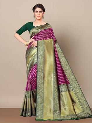 Ethnic Motifs Woven Design Zari Saree