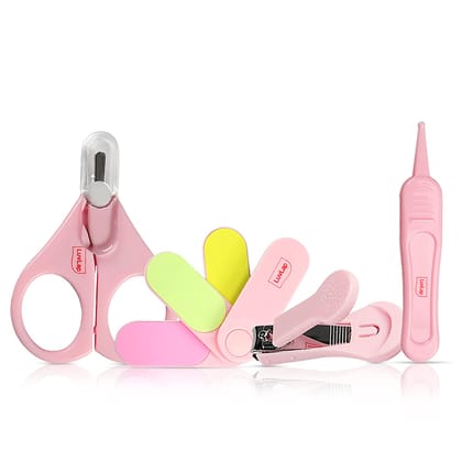 LuvLap Baby Grooming Manicure Set (4pcs)  | Perfect for Infants (0 Months and Above)-Pink