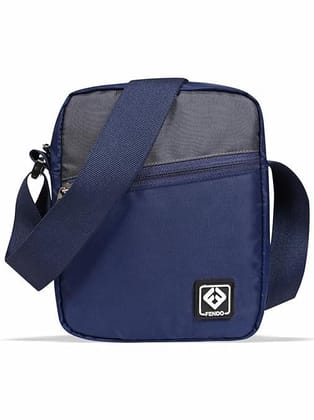 Fendo Captain Premium Polyester Mini Sling Bag - Stylish Compact and Sturdy Crossbody Travel & Business bag for Men,Women (Blue)