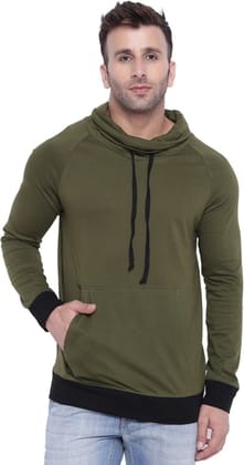 Gritstones Color Block Men Turtle Neck Dark Green T-Shirt