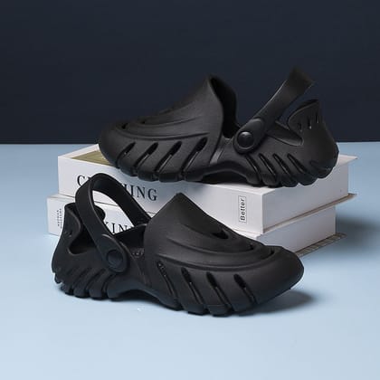 Men's Fashion Summer Hole Sandals-Black / 43