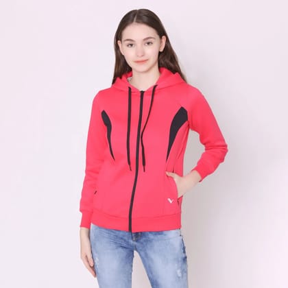 Women's Stylish Hoodie Jacket - Bright Rose Bright Rose S