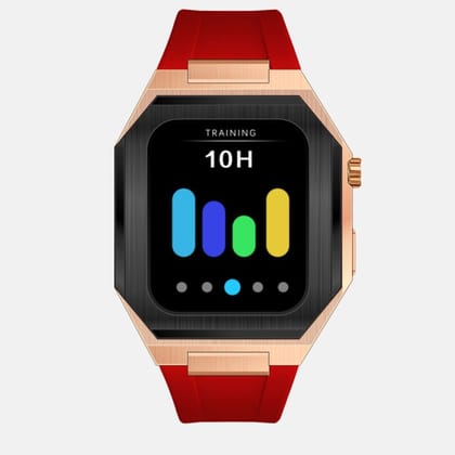 44MM Dual Tone Rose-Gold Luxury Edition iWatch Case: Silicone Strap-Red