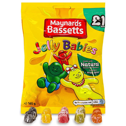 Maynards Bassetts Jelly Babies Sweets Bag, 165 gm