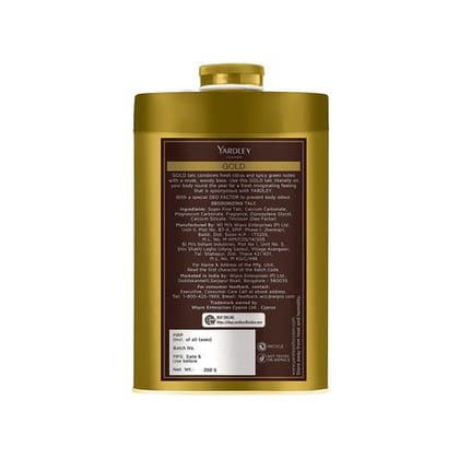 Yardley London Gold Deodorizing Talc, 250 gm Tin