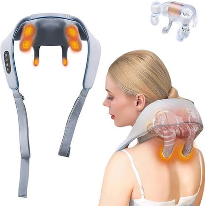 Neck Massager with Heat,Electric Neck Shoulder Massager Cordless Shiatsu Massage Pillow for Pain Relief Deep Tissue, Portable Neck Massager with Heat Therapy,Buckle Basic Model