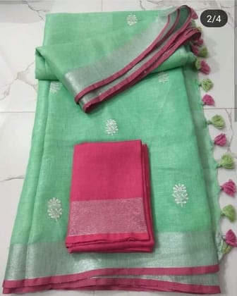 AWESOME LINEN COTTON PRINTED SAREE -1756