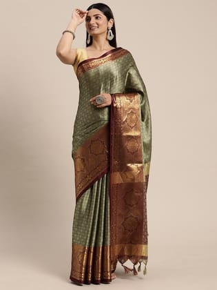Ethnic Motifs Woven Design Zari Saree
