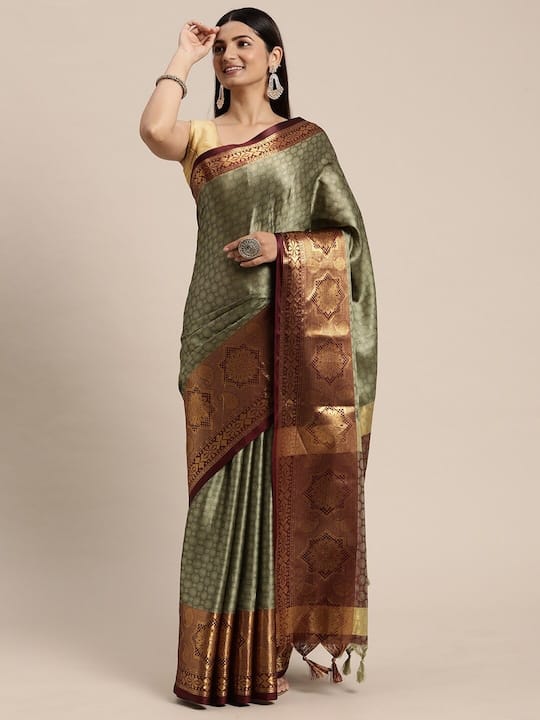 Ethnic Motifs Woven Design Zari Saree