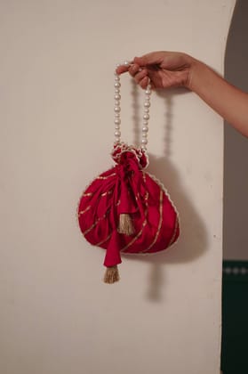 Fuchsia Pearl Potli Bag-Fuchsia Pink