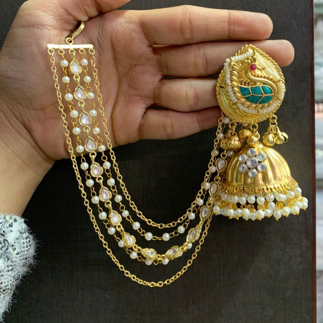 Nayaab Fusion Adhya jhumki with kansahara-Turquoise